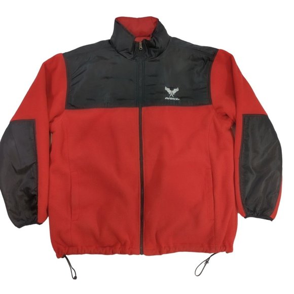 Avirex Satin / Fleece Reversible Jacket Red Black Men's Sz XL Packable Hood - Picture 4 of 11